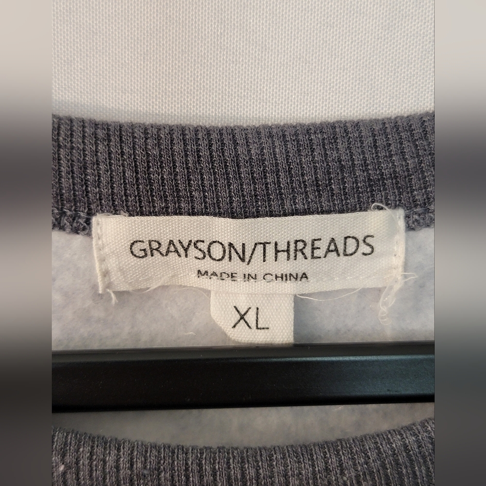 Grayson Threads Gray and White Knit Sweatshirt Size XL - Picture 2 of 6